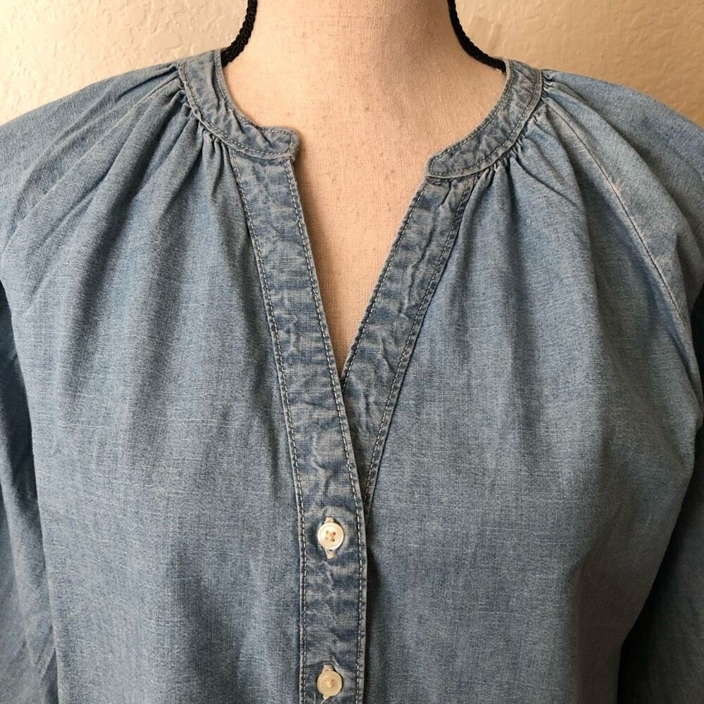 Levi’s Denim Chambray Blue, Mirabelle Dolman Sleeve, Coastal Grandma Top Size S - Picture 4 of 12